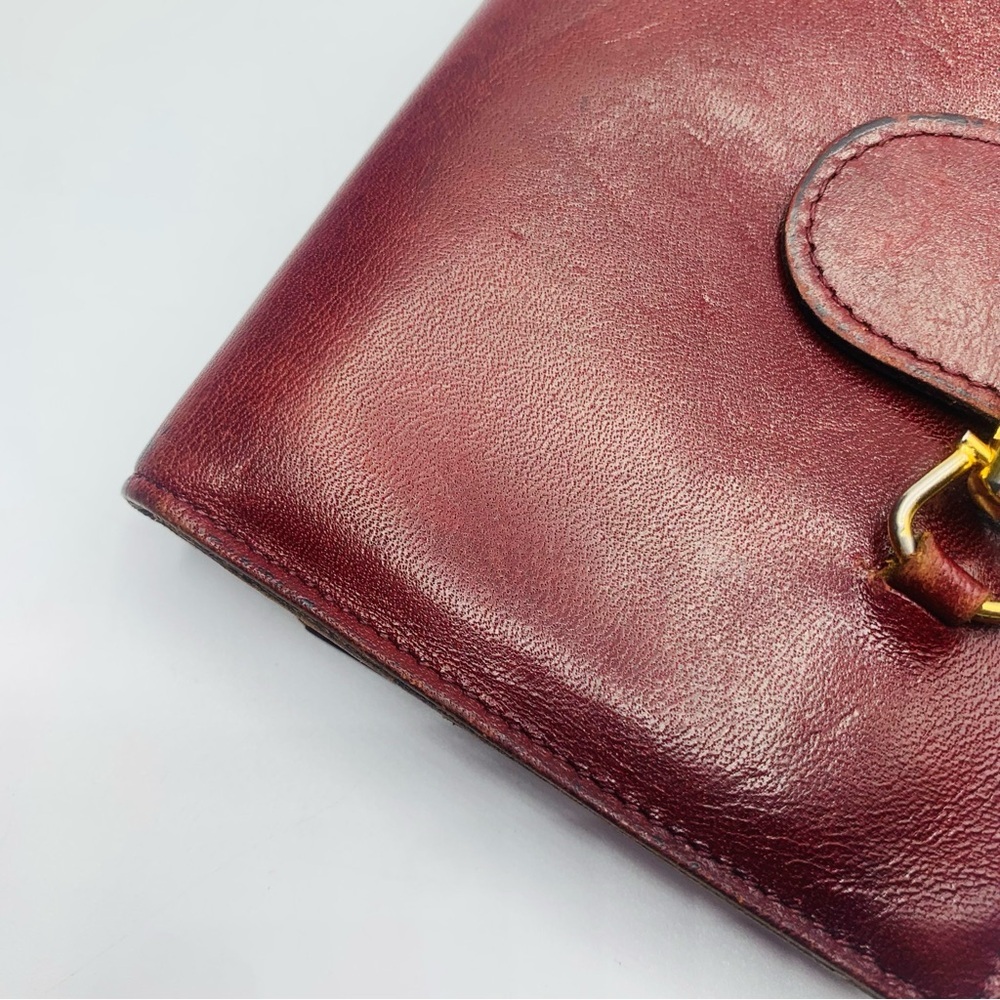 Vintage Burgundy Leather Wallet with Gold Horsebit Detail – Equestrian Style - Picture 4 of 16